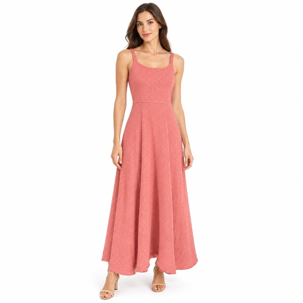 Free People Beach Jersey Knit Apron Maxi Dress Small Pink Cross Back Sleeveless